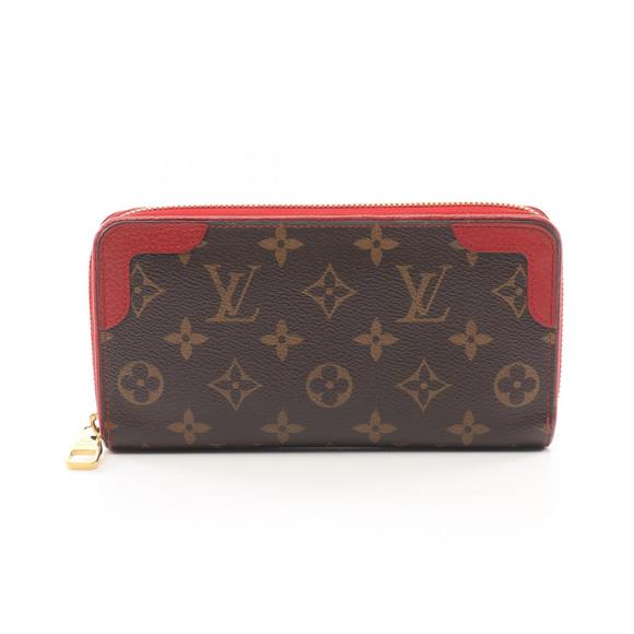 LOUIS VUITTON Zippy Wallet Retiro Round Long Monogram Brown Red - Picture 1 of 8